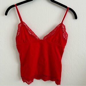 SKIMS Fits Everybody Lace Triangle Cami in Cayenne size XS
